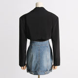 Frankie Shop Hourglass Blzer Women's Clothing Fashionable Jacket Denim Skirt