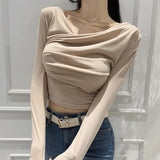Women Long Sleeve Shirt Short Top