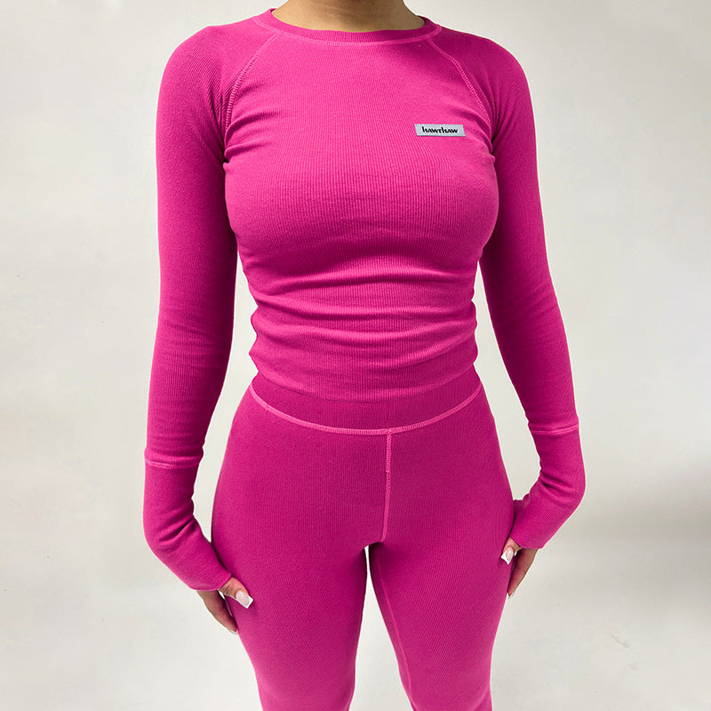 Women Co-Ord Set Women's Slim Long Sleeve Top Sports Yoga