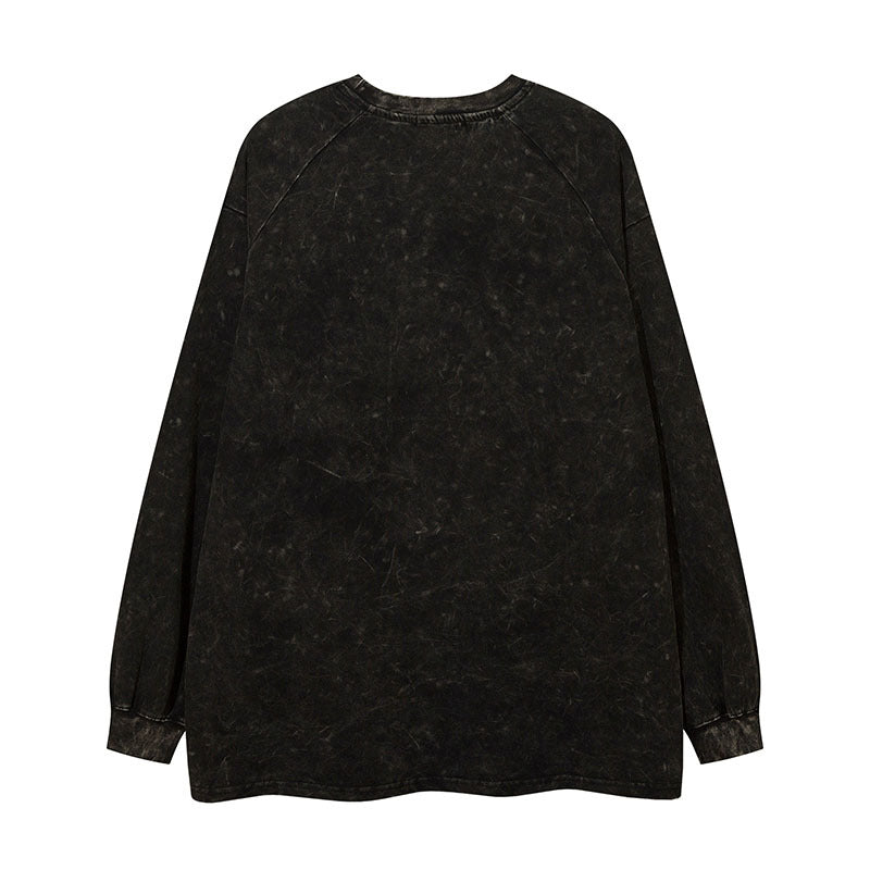 Men Long Sleeve Shirt Fashion Brand Distressed Printed Long Sleeve T-shirt Men and Women Hiphop Street Retro