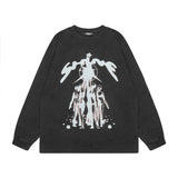 Men Long Sleeve Shirt Printed Autumn and Winter Washed Long Sleeve Bottoming T-shirt Men and Women Ins