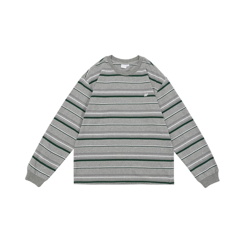 Unisex Hoodie Vintage University Style Striped round Neck Sweater for Men and Women