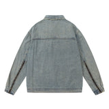 Men Denim Jacket Men's Denim Jacket Spring and Autumn Washed Worn Coat