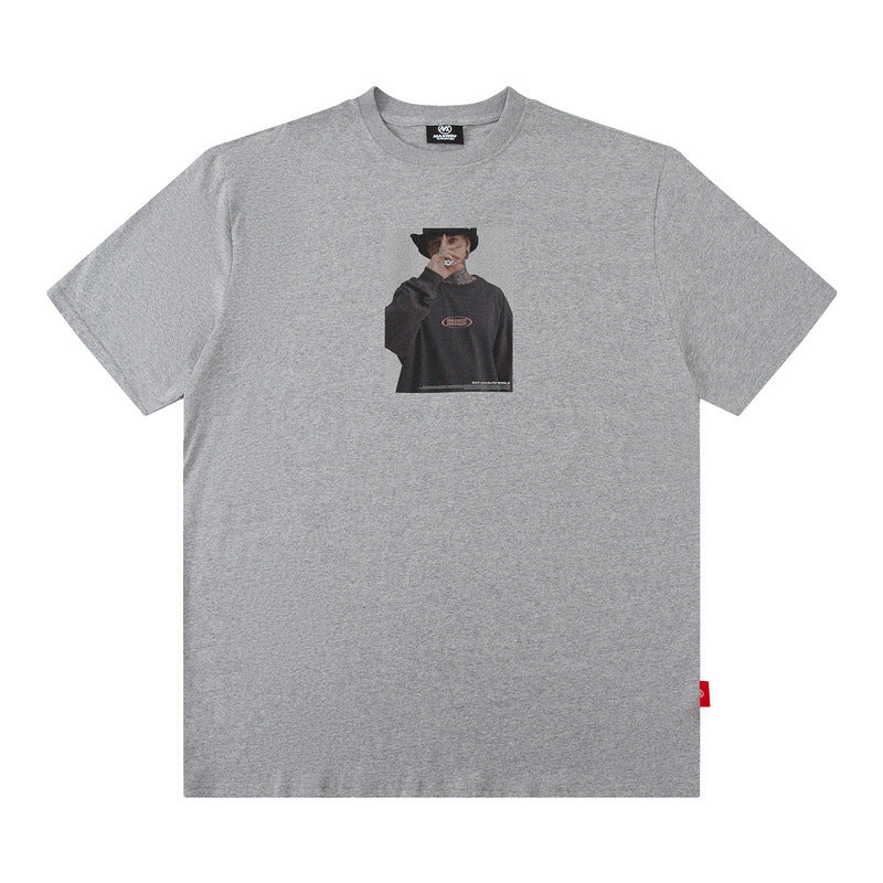 Men T Shirt Retro Portrait Printing T-shirt Men's and Women's Short Sleeve Loose Couple