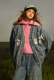 Unisex Jacket Autumn Striped Denim Coat Women's Clothing