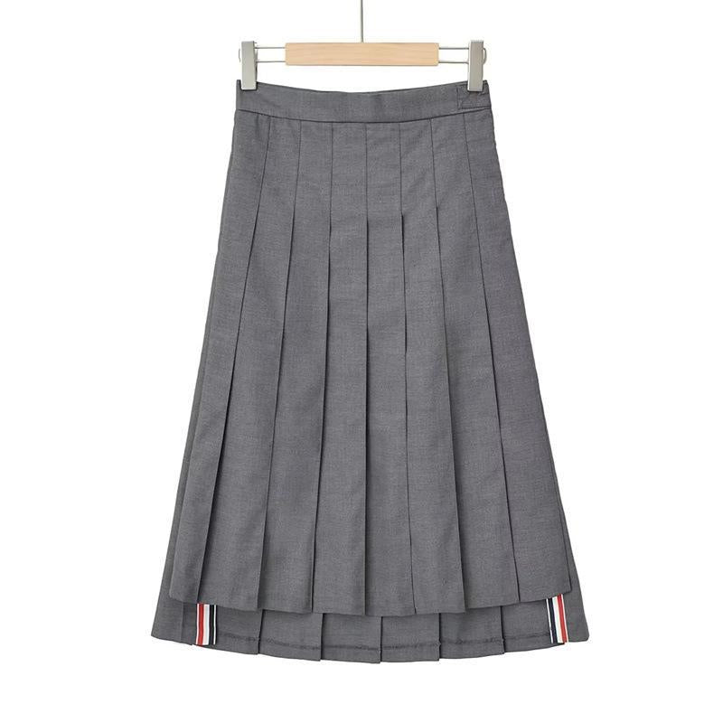 Women Skirt Summer High Waist Preppy Style Pleated Skirt Skirt
