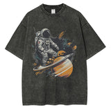 Astronaut Rides on Rocket Print Graphic T Shirts for Men