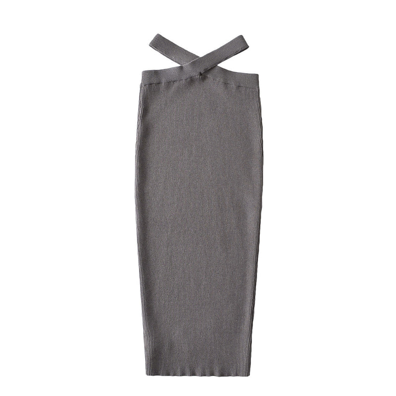 Women Skirt Vintage Waist Knitted Dress Slimming Skirt