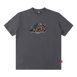 Men T Shirt Cartoon Printed Short-Sleeved T-shirt Men's and Women's Hip Hop round Neck Loose