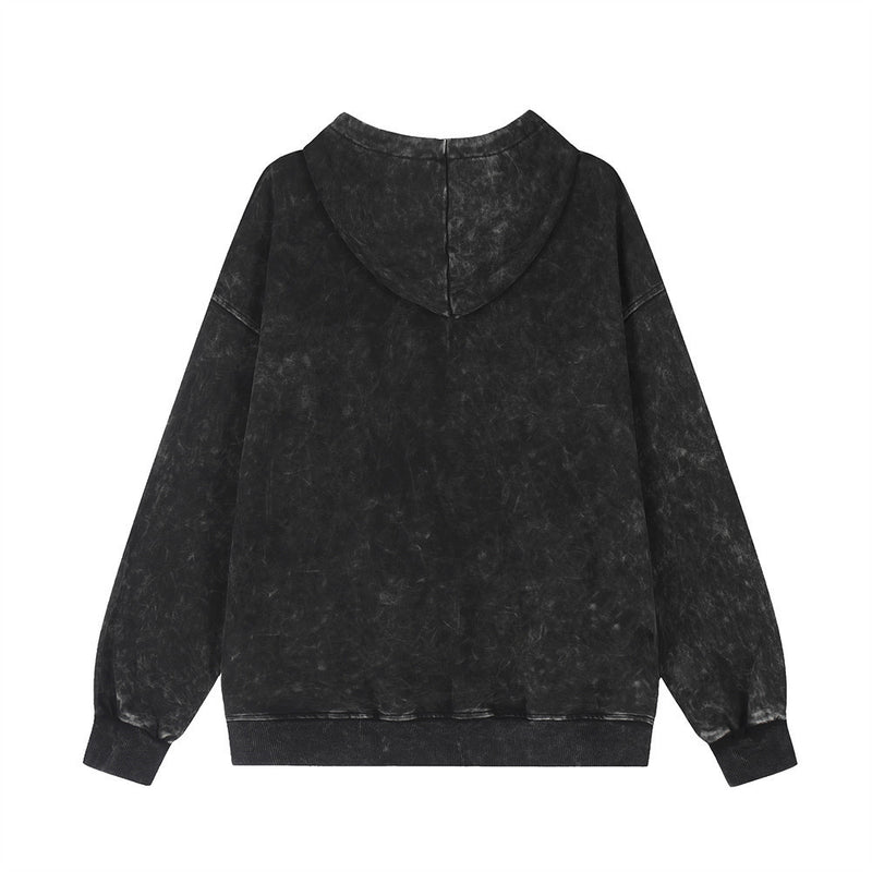 Men Hoodie Hole Five-Pointed Star Embroidered Hoodie