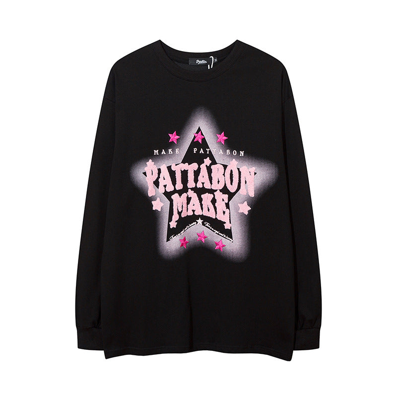 Men Long Sleeve Shirt Sweet Cool Couple Long Sleeve Bottoming T-shirt Idle Style Loose Men and Women