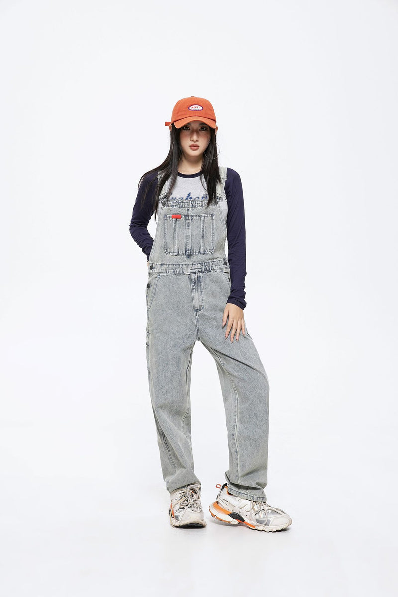 Unisex Pants Autumn Vintage Denim Suspender Pants