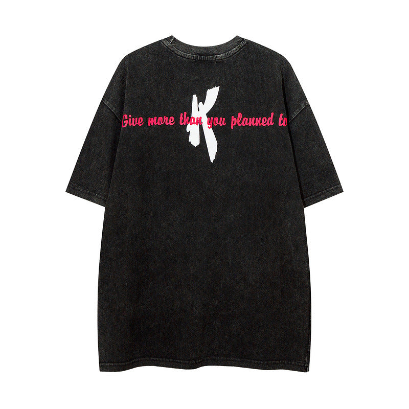 Men T Shirt Retro Portrait Printing Short-Sleeved T-shirt Men and Women Casual Couple