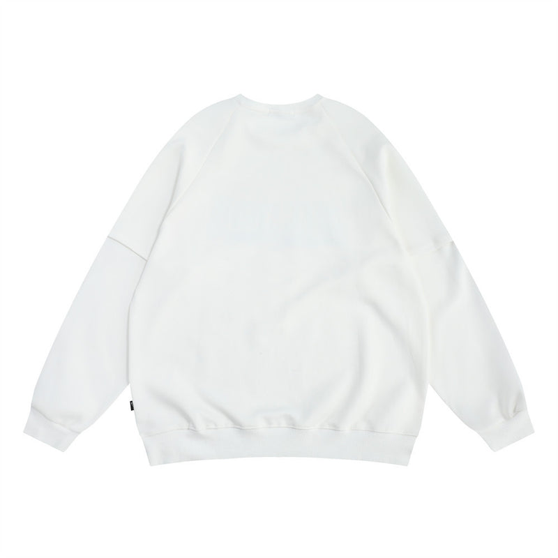 Men Hoodie Letter Printed Striped Long-Sleeved Sweater Spring and Autumn round Neck Raglan Sleeves Sports Top