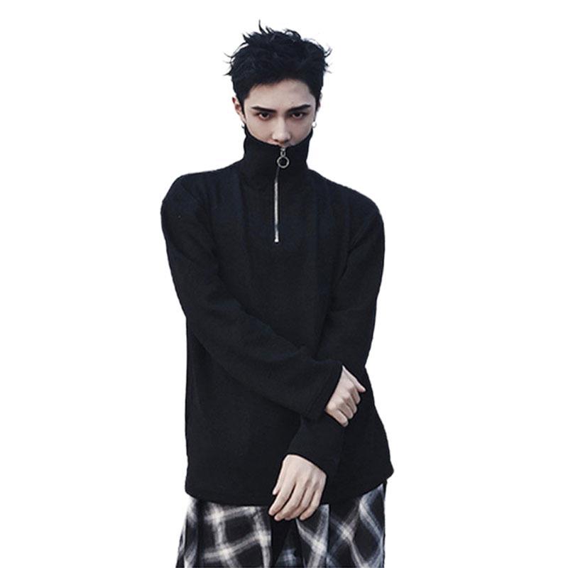 Men's Long Sleeve Shirt Long Sleeve Pullover Bottoming Shirt Men's Zipper Casual round Neck T-shirt