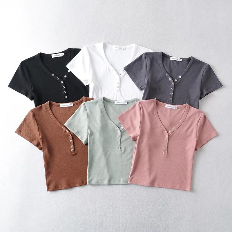 Women T-Shirt Short Sleeve T-shirt Slim Fit Slimming Top