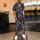 Men Co-Ords Suit Summer Printed Short Sleeved T-shirt Men's Shirt Casual Pants
