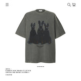 American vintage street T-shirt pure cotton retro men's summer loose half sleeve