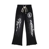 HS Hoodie Casual Sweatshirt Sweatpants Suit Distressed
