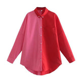 Women's T-Shirt Long Sleeve Loose Color Matching Shirt