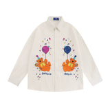 Men Long Sleeved T Shirt Embroidered Long Sleeve Shirt Boys Loose Casual Jacket Lapel Shirt Ins