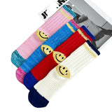 Kapital Sock Hitian Hehong Heel Smiley Face Socks Ins Trendy Street Mid-Calf Autumn and Winter Wool Thick Thread Knitted Socks