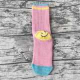 Kapital Sock Pingtian Hehong Geophone Line Double Needle Smiley Face Socks Color Matching Fashion All-Match Ladies