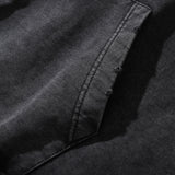 Men Hoodie Sunflower Flower Printed Hoodie Loose Washed-out Distressed Worn Hoodie