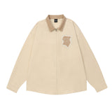 Men Long Sleeved T Shirt Printed Long Sleeve Shirt Loose Spring and Autumn Color Matching Street Fashion Zipper Shirt