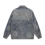 Men Denim Jacket Men's Autumn Loose Wash Distressed Coat