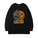 Men's Long Sleeve Shirt Cartoon Printed round Neck Long Sleeve T-shirt Men's Ins Loose All-Match