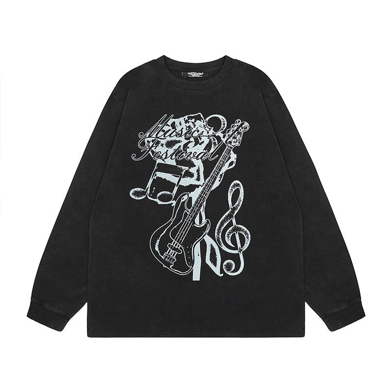 Men Long Sleeve Shirt Washed Old Long Sleeve Bottoming T-shirt for Men and Women