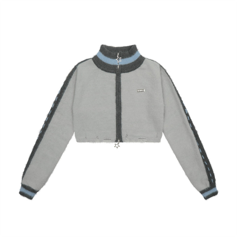 Women Sweater Color Matching Short Sweater Women's Cardigan Sweater