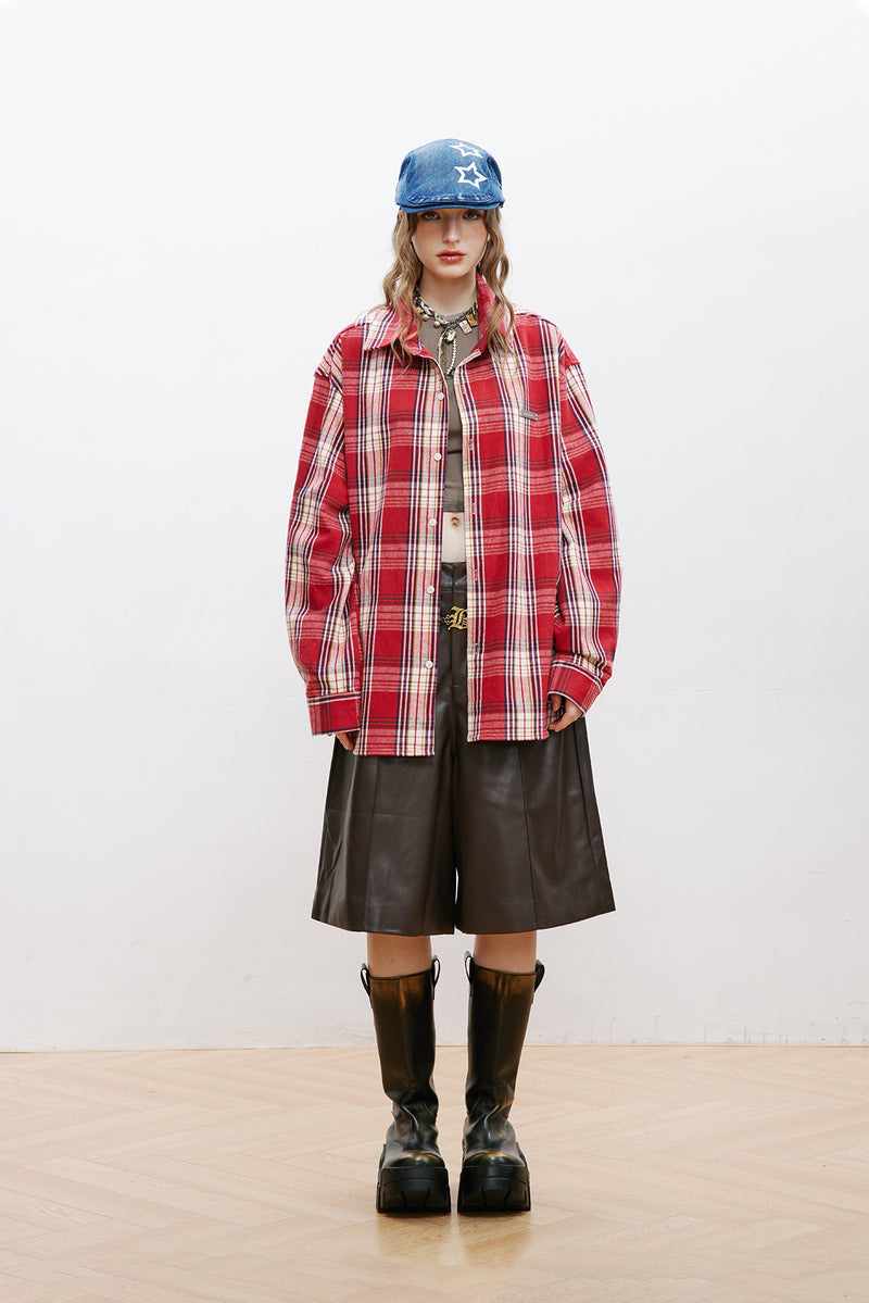 Unisex Jacket Autumn Red Brushed Basic Shirt Women's Clothing