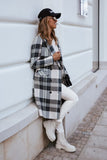 Plaid Trench Coat Fashion Plaid Woolen Coat Overcoat Women