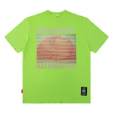 Men T Shirt Neckline Letter Print Casual Loose round Neck T-shirt Short Sleeve Men and Women