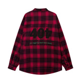 Men Long Sleeved T Shirt Plaid Shirt Digital Printing Letter Long Sleeve Top Loose Casual Shirt