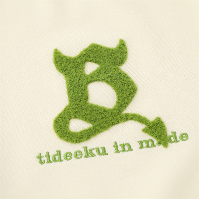Men Hoodie Color-Block Raglan Sleeves Inkjet Sweater Flocking Letter Embroidery Pullover Loose