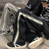Men Sweatpants Ribbon Matching Ice Silk Casual Pants Men's Sports Pants