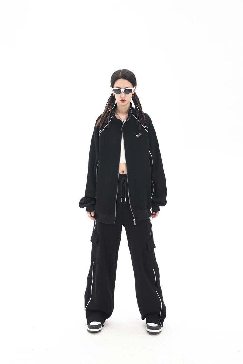 Unisex Jacket Fall Color-Blocking Zip Jacket