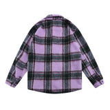 Men Long Sleeved T Shirt Embroidered Letters Colorblock Check Shirt Men's Ins Loose