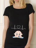 BABY Pregnancy Shirt Maternity Cute Baby Print O-Neck