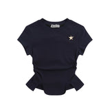 Women T-shirt Short-Sleeved T-shirt O-neck Short Top
