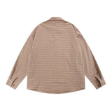 Men Long Sleeved T Shirt Plaid Long Sleeve Shirt Men's Loose Casual Spring and Autumn Lapel Shirt