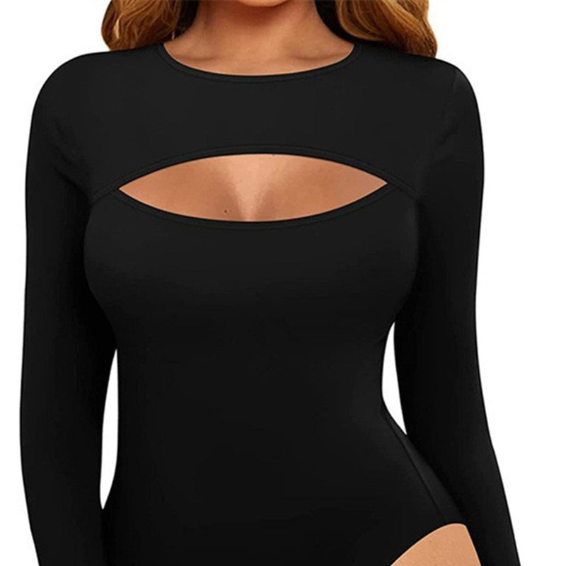 Women Jumpsuit Long Sleeve T-shirt Stretch Long Sleeve Base Bodysuit