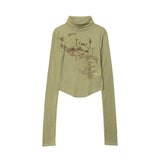 Women Long Sleeve T-Shirt Long Sleeve T-shirt Girls Spring and Autumn Printed Short