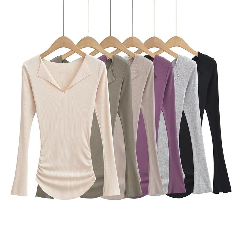 Women's T-Shirt Long-Sleeved T-shirt Women's Tight Bottoming Top