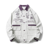 Graffiti Bomber Jacket Corduroy Jacket for Men