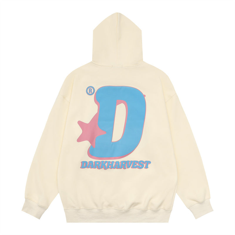 Men Hoodie Hooded Sweater Men's Long Sleeve Vintage Fashion Big Letter D