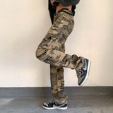 Men Sweatpants Retro Loose Straight Camouflage Casual Trousers